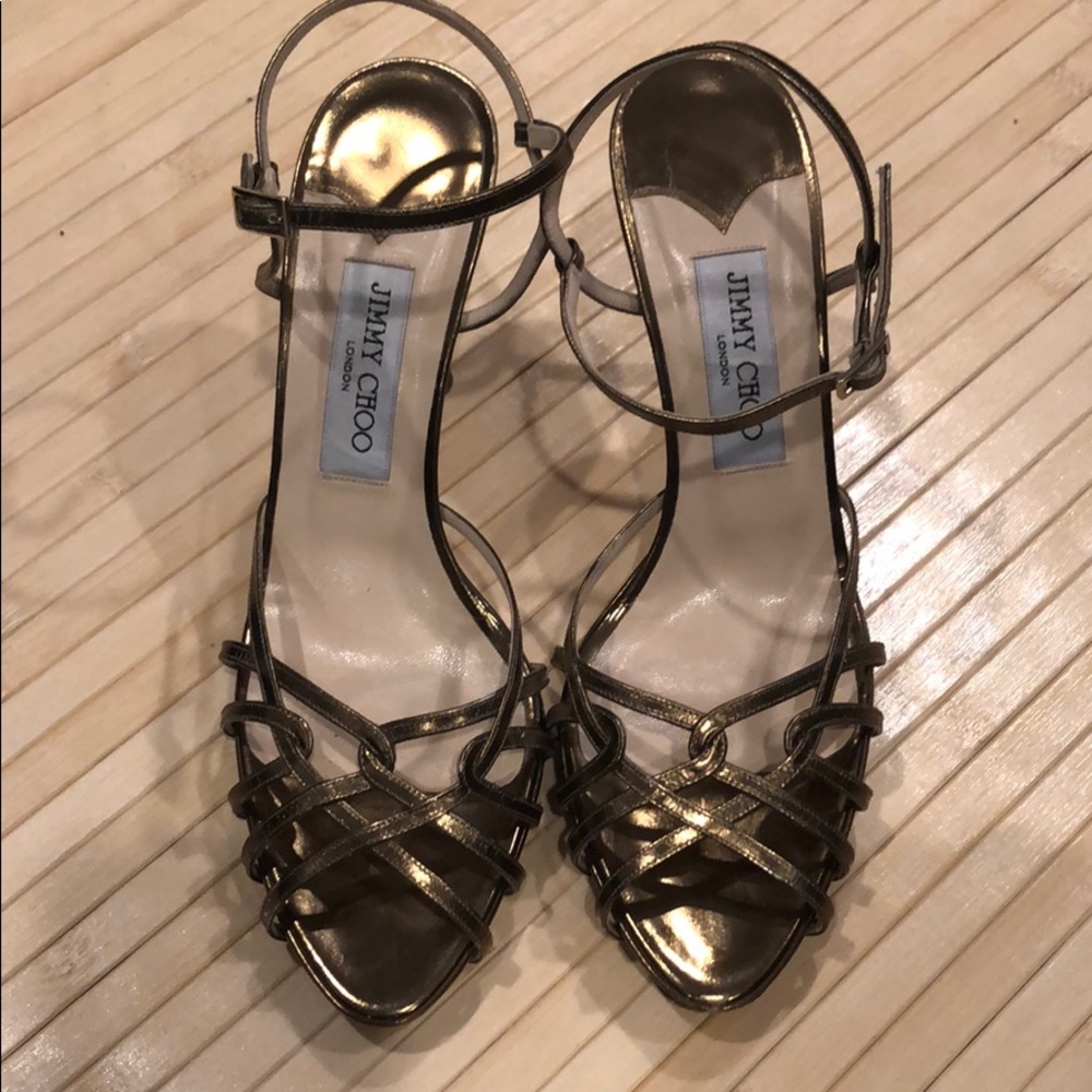 Jimmy Choo. Mirror Leather Dress Sandals. Size 39.